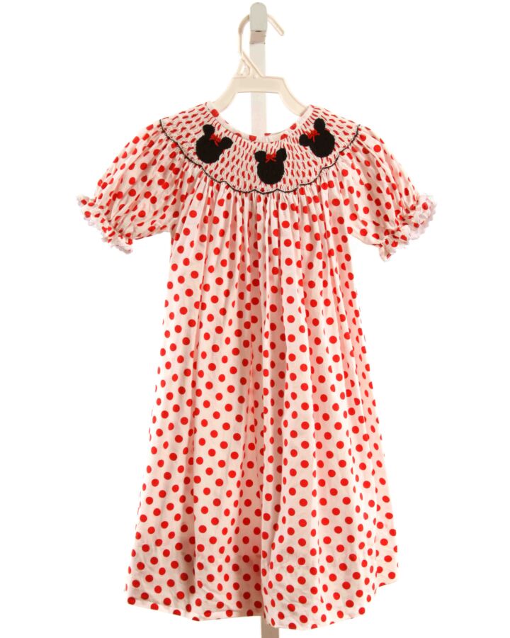NO TAG  RED  POLKA DOT SMOCKED DRESS