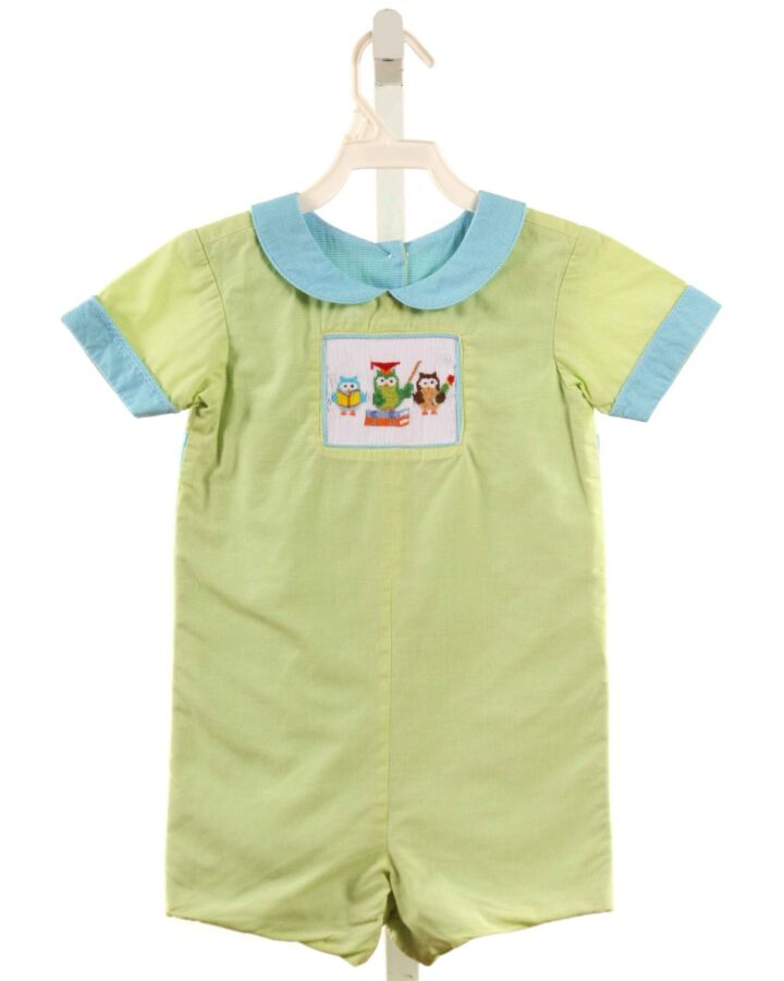 BEAUX ET BELLES  LIME GREEN  MICROCHECK SMOCKED SHORTALL
