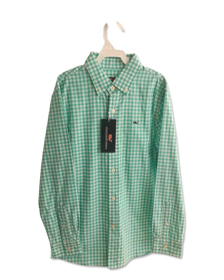 VINEYARD VINES  MINT  GINGHAM  DRESS SHIRT