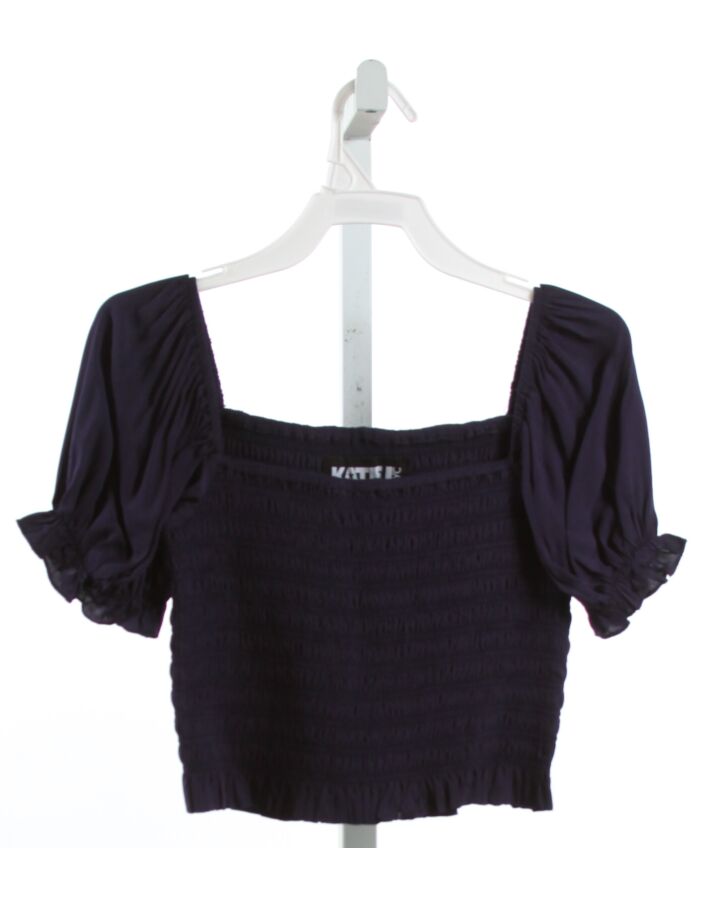 KATIEJNYC  NAVY   SMOCKED KNIT SS SHIRT