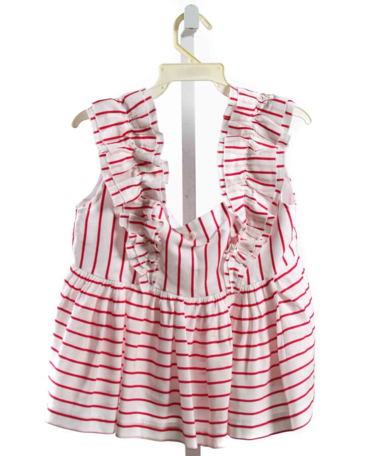 MONNALISA  HOT PINK  STRIPED  SLEEVELESS SHIRT WITH RUFFLE