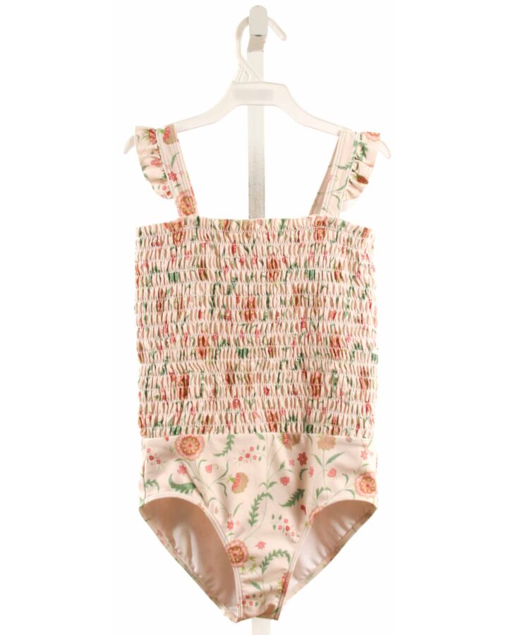 MINNOW  LT PINK  FLORAL SMOCKED 1-PIECE SWIMSUIT