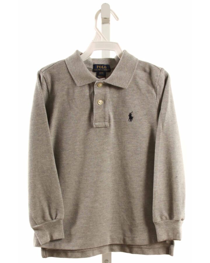 POLO BY RALPH LAUREN  GRAY PIQUE   KNIT LS SHIRT