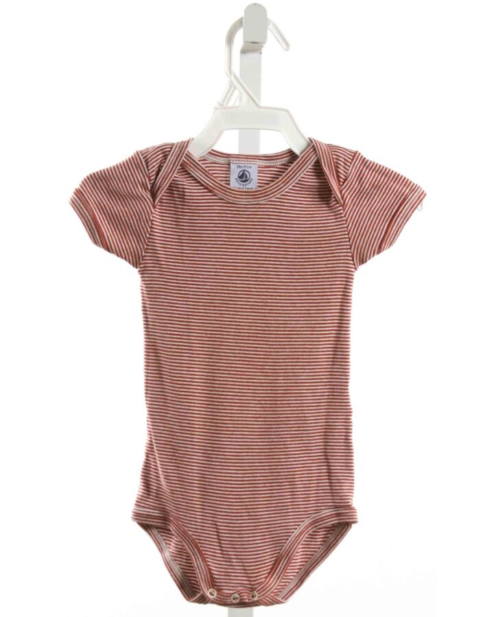 PETIT BATEAU  RED  STRIPED  KNIT BUBBLE