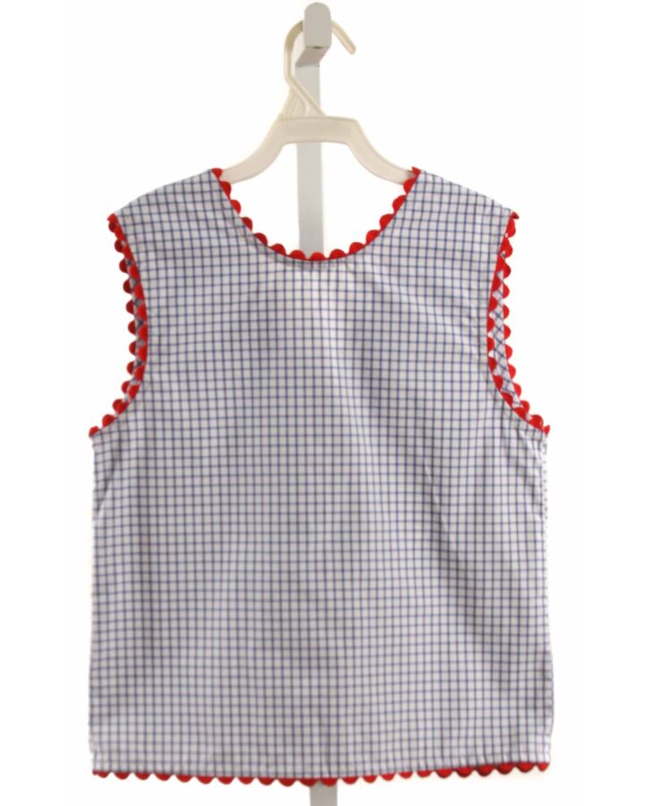 HANNAH KATE  BLUE  GINGHAM  SLEEVELESS SHIRT WITH RIC RAC