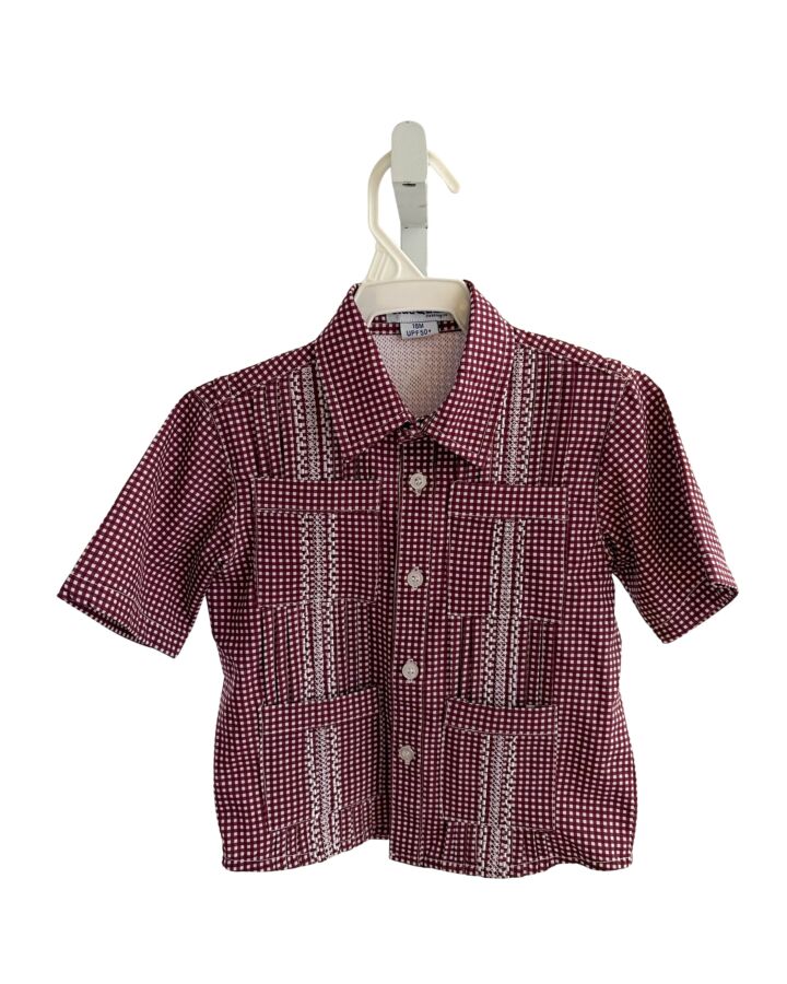 BLUE QUAIL  MAROON  GINGHAM EMBROIDERED DRESS SHIRT