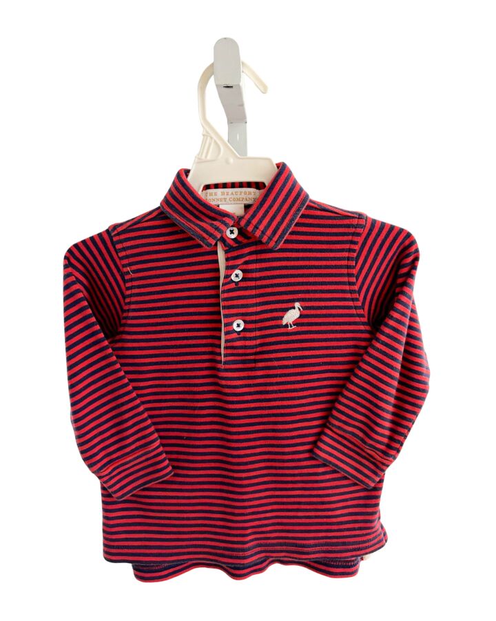 THE BEAUFORT BONNET COMPANY  RED  STRIPED  KNIT LS SHIRT