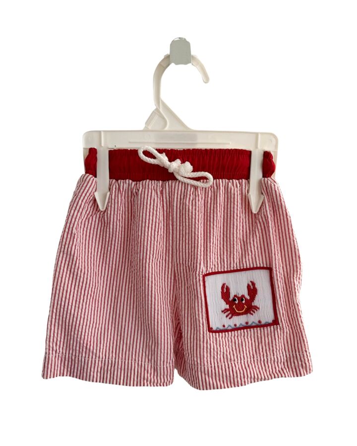 ZUCCINI  RED SEERSUCKER  SMOCKED SWIM TRUNKS