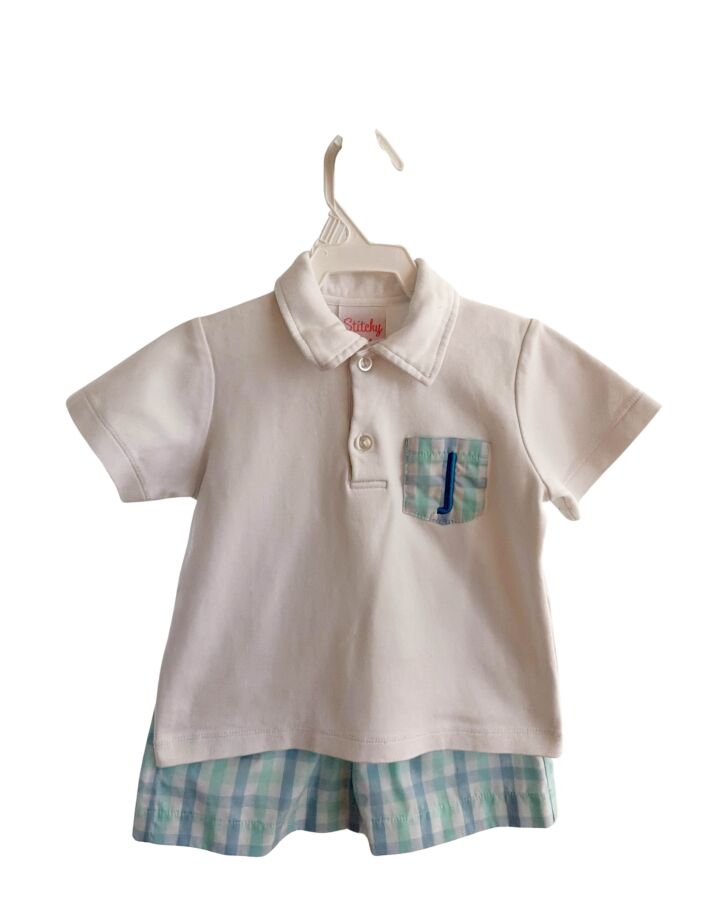 STITCHY FISH  GREEN KNIT GINGHAM  2-PIECE OUTFIT