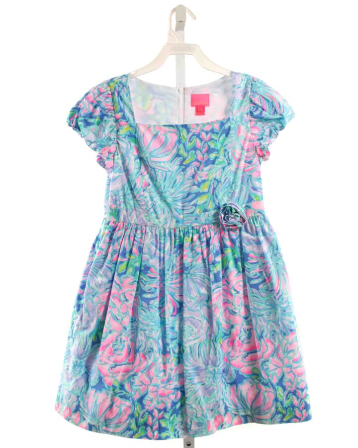 LILLY PULITZER  BLUE  FLORAL APPLIQUED DRESS