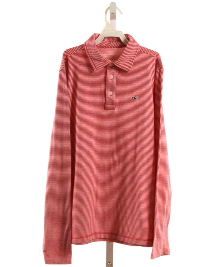 VINEYARD VINES  RED  STRIPED  KNIT LS SHIRT
