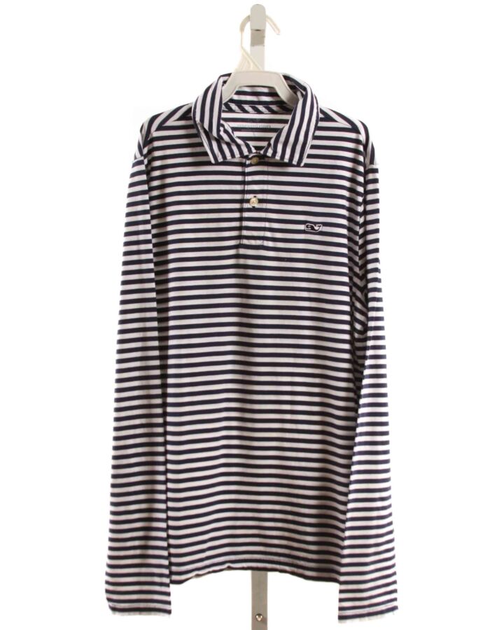 VINEYARD VINES  NAVY  STRIPED  KNIT LS SHIRT