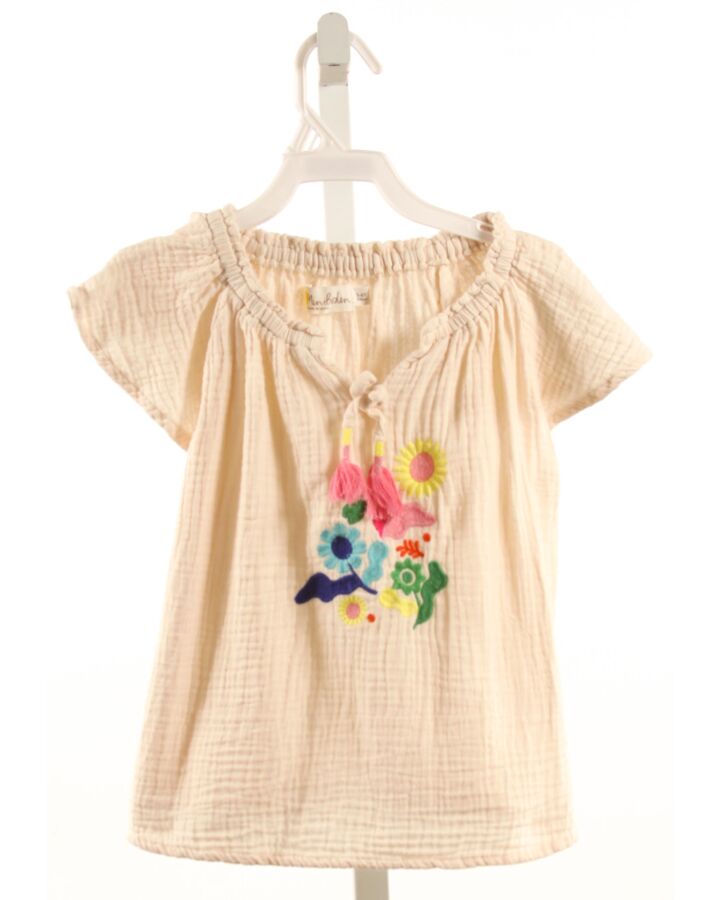 MINI BODEN  IVORY  FLORAL EMBROIDERED SHIRT-SS