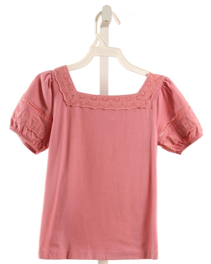 MINI BODEN  PINK    KNIT SS SHIRT WITH EYELET TRIM