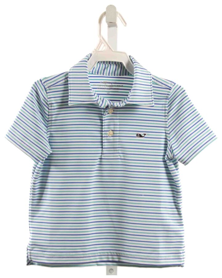 VINEYARD VINES  BLUE  STRIPED  KNIT SS SHIRT