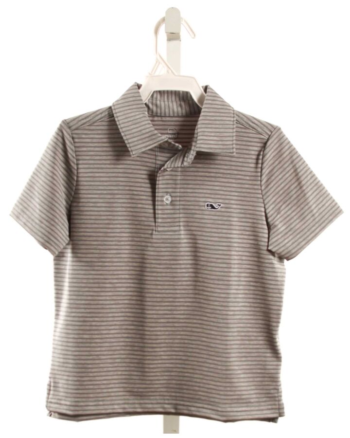 VINEYARD VINES  GRAY  STRIPED  KNIT SS SHIRT