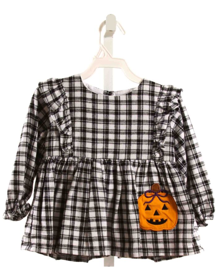 BUSY BEES SMOCKS  BLACK FLANNEL PLAID  SHIRT-LS