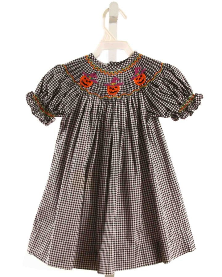 CLASSY COUTURE  BLACK  HOUNDSTOOTH SMOCKED DRESS