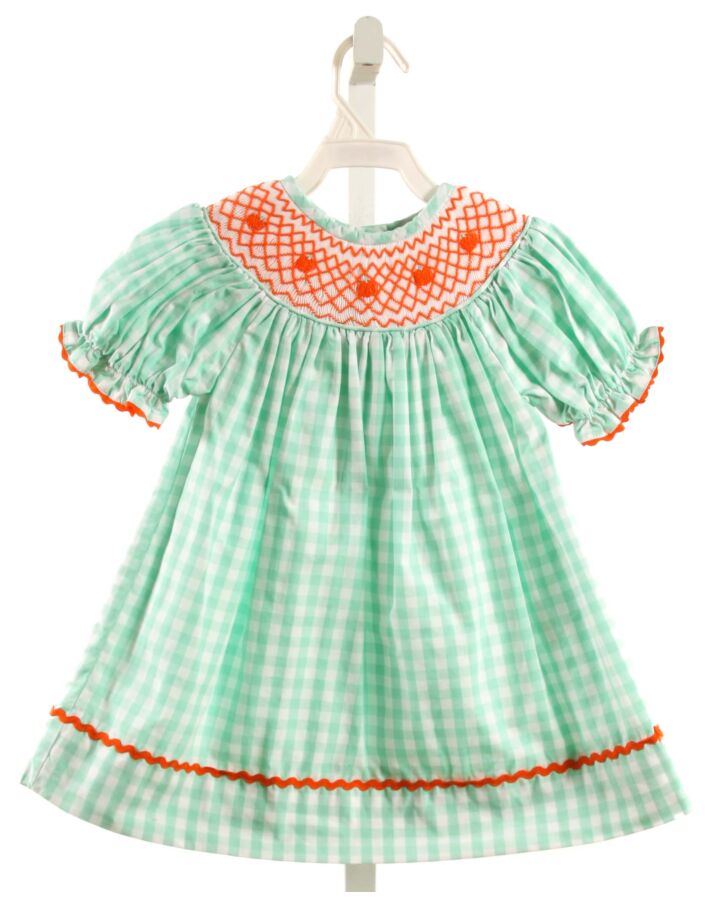 LANA GRACE  MINT  GINGHAM SMOCKED DRESS WITH RIC RAC