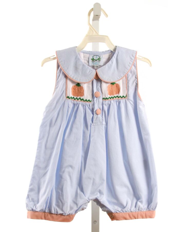 SOUTHERN TATERS  BLUE  GINGHAM SMOCKED ROMPER