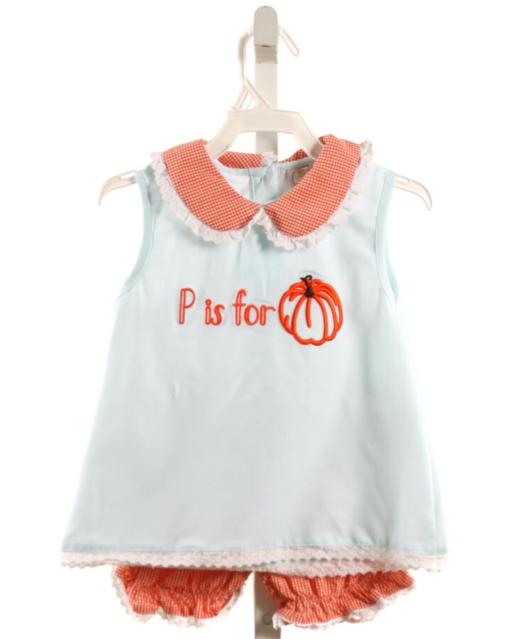 LITTLE BEAR SMOCKS  BLUE  GINGHAM  2-PIECE OUTFIT WITH EYELET TRIM