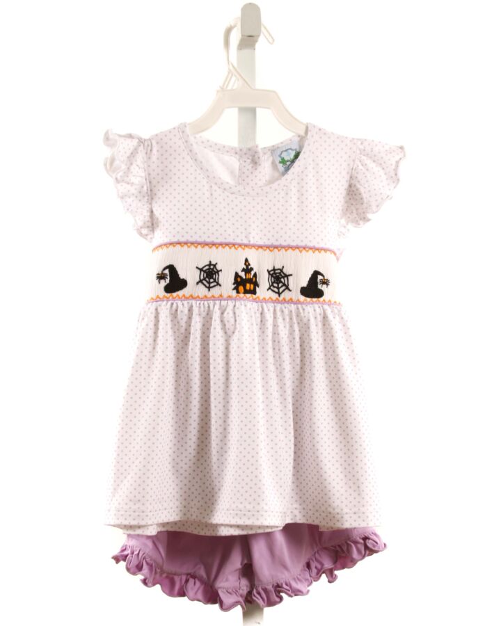 SOUTHERN TATERS  PURPLE KNIT POLKA DOT SMOCKED 2-PIECE OUTFIT