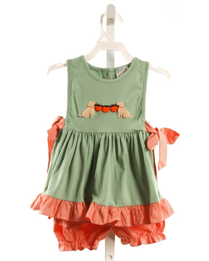 SWEET SOUTHERN SMOCKS  GREEN KNIT GINGHAM  2-PIECE OUTFIT