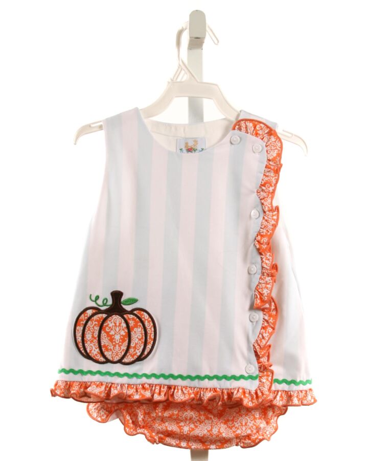 BUSY BEES SMOCKS  BLUE KNIT STRIPED  2-PIECE OUTFIT