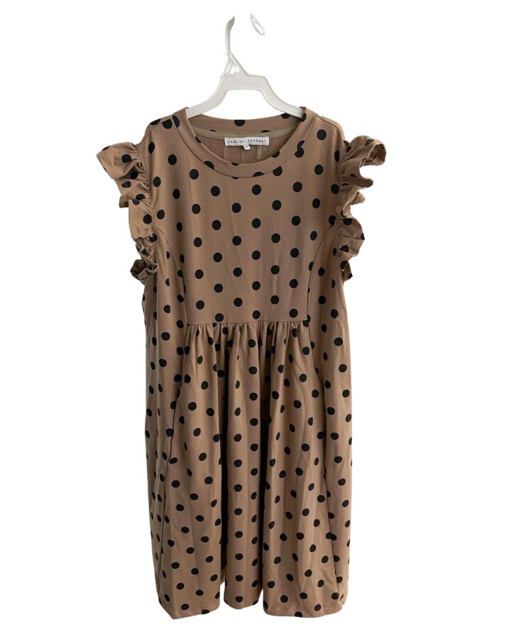 ENGLISH FACTORY  BROWN  POLKA DOT  KNIT DRESS WITH RUFFLE