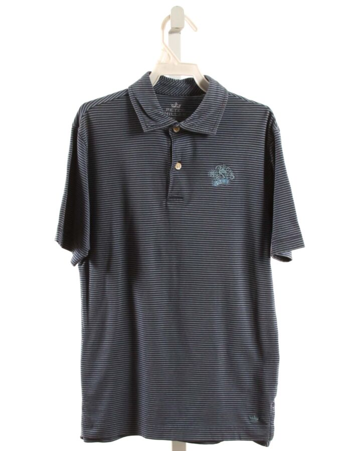 PETER MILLAR  BLUE  STRIPED  KNIT SS SHIRT