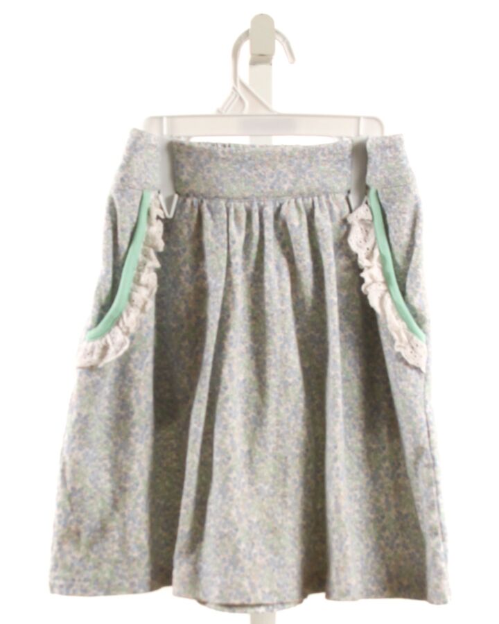 EYELET & IVY  BLUE KNIT FLORAL  SKIRT WITH EYELET TRIM