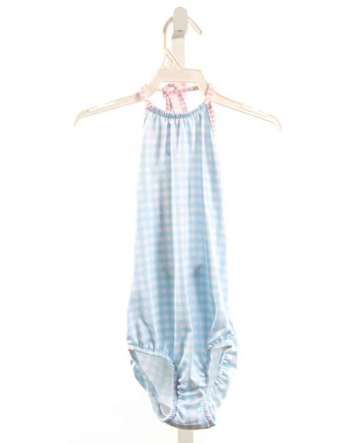 BAILEY BOYS  AQUA  GINGHAM  1-PIECE SWIMSUIT