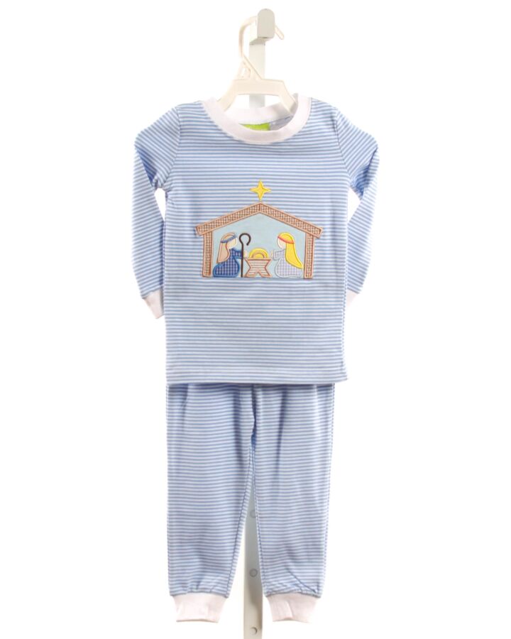 CLASSIC WHIMSY  BLUE  STRIPED APPLIQUED LOUNGEWEAR