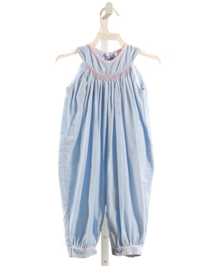 NO TAG  LT BLUE CORDUROY FLORAL EMBROIDERED ROMPER