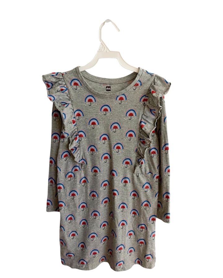 TEA  GRAY    KNIT DRESS WITH RUFFLE