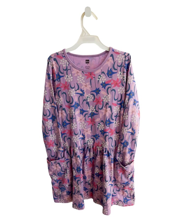 TEA  PURPLE  FLORAL  KNIT DRESS