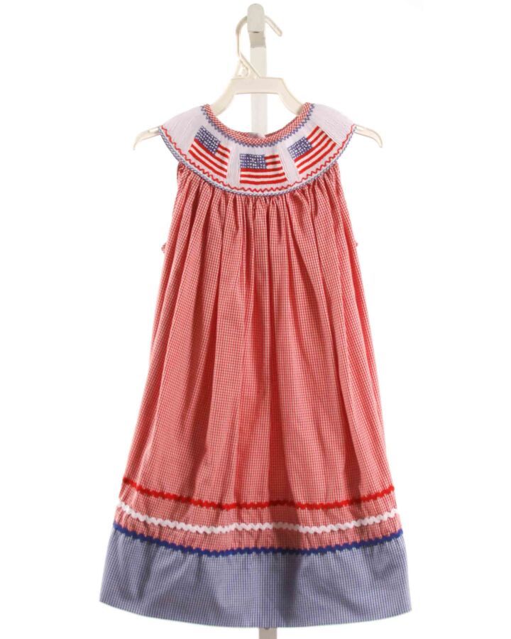 SMOCKADOT KIDS  RED  GINGHAM SMOCKED DRESS