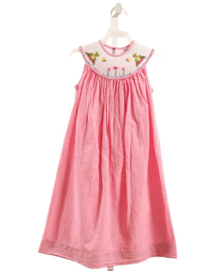 REMEMBER NGUYEN  PINK SEERSUCKER GINGHAM SMOCKED DRESS