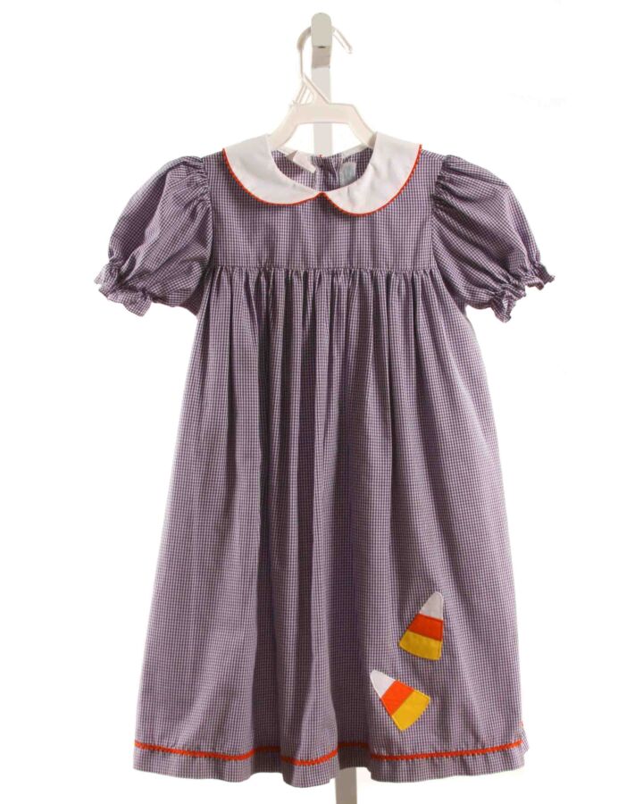 BETTI TERRELL  PURPLE  GINGHAM APPLIQUED DRESS WITH RIC RAC