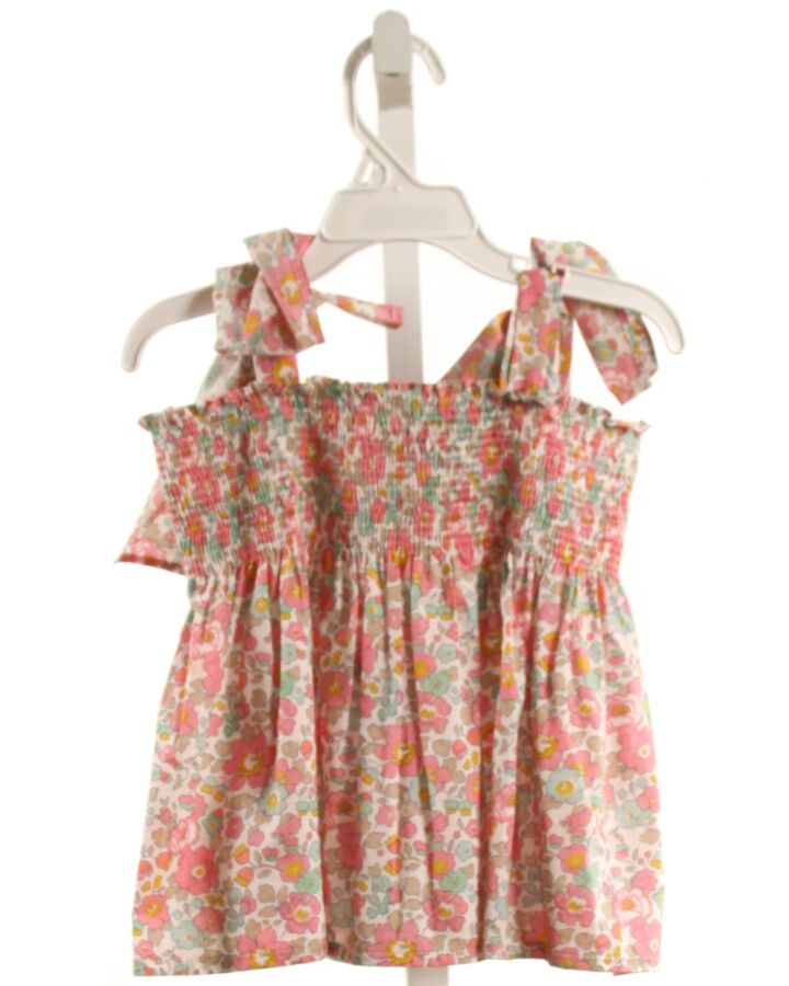 SAL & PIMENTA  PINK  FLORAL SMOCKED SLEEVELESS SHIRT