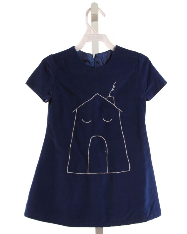 ISABEL GARRETON  NAVY CORDUROY  EMBROIDERED DRESS