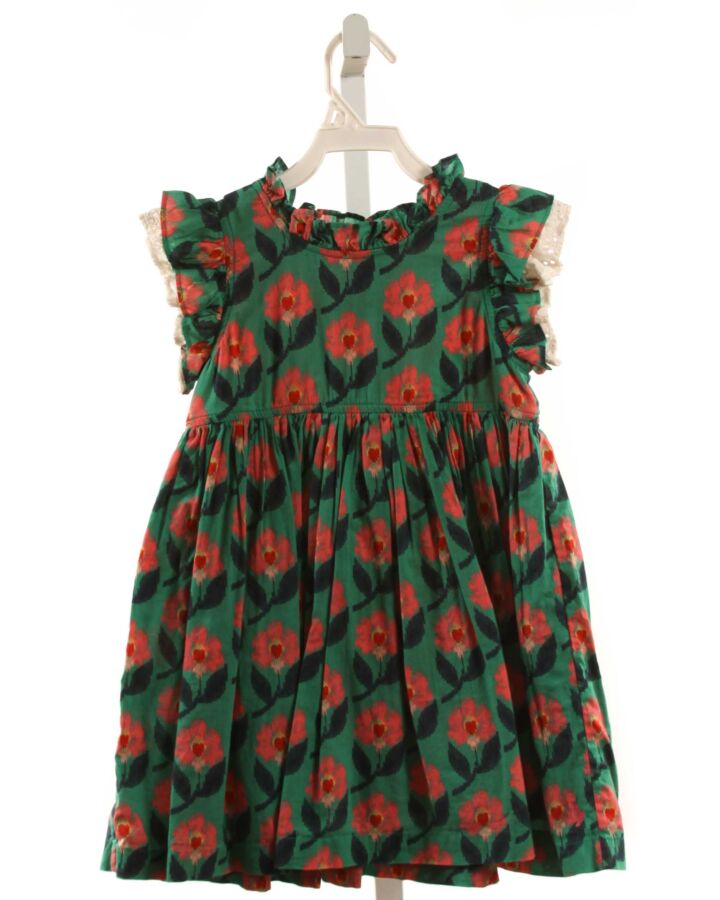 PINK CHICKEN  GREEN  FLORAL  DRESS WITH EYELET TRIM