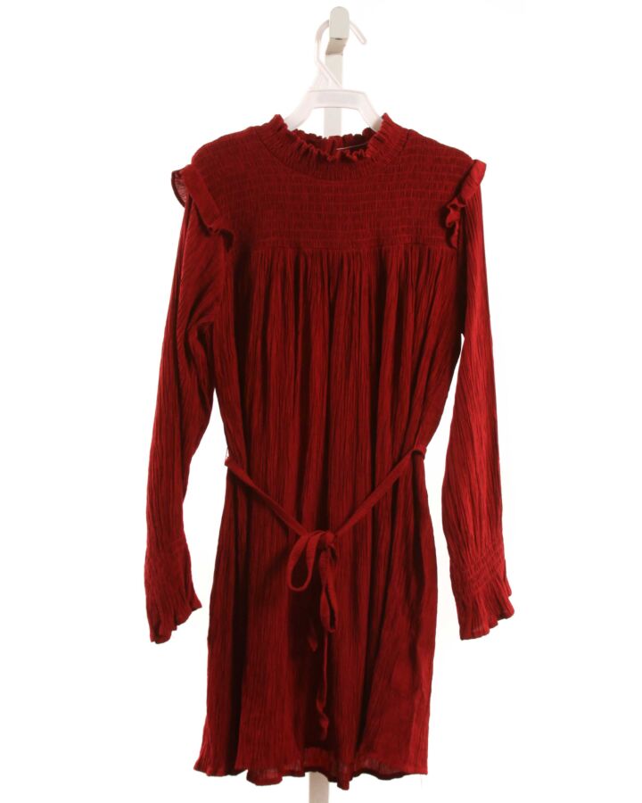 PLEAT.  CRIMSON   SMOCKED PARTY DRESS