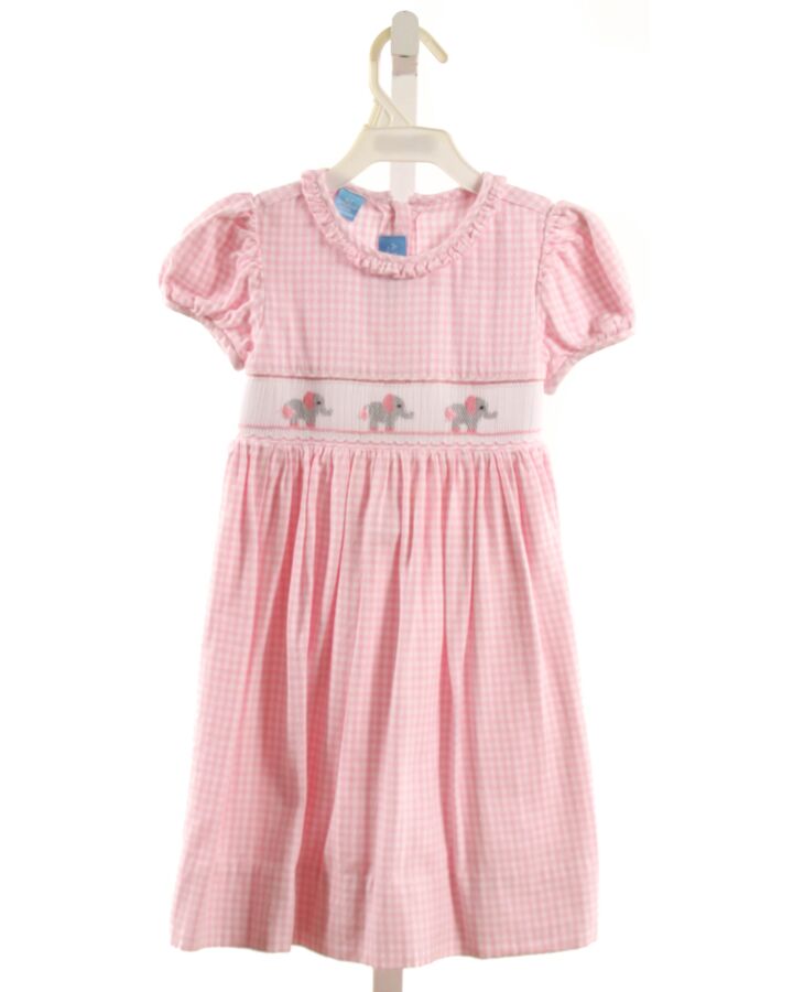 ANAVINI  PINK FLANNEL GINGHAM SMOCKED DRESS