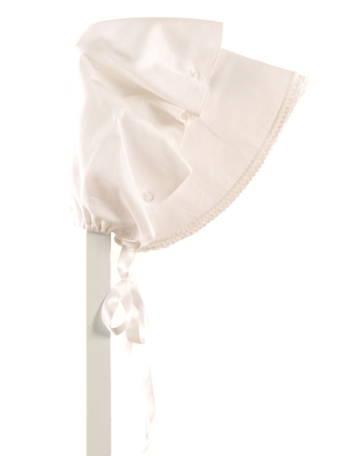 AURALUZ  WHITE PIQUE   BONNET WITH PICOT STITCHING