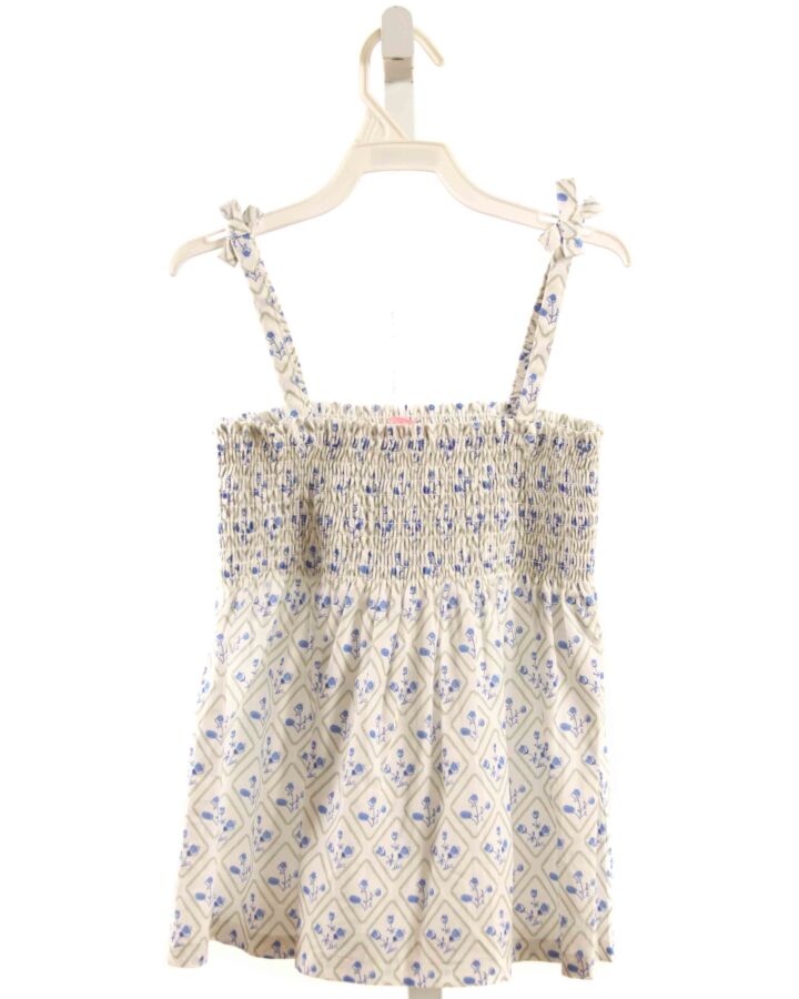 BISBY BY LITTLE ENGLISH  BLUE  FLORAL SMOCKED SLEEVELESS SHIRT