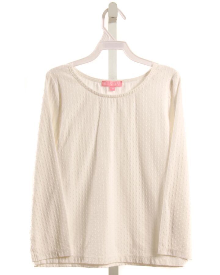 BISBY BY LITTLE ENGLISH  WHITE  SWISS DOT  KNIT LS SHIRT