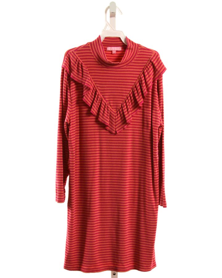 BISBY BY LITTLE ENGLISH  HOT PINK  STRIPED  KNIT DRESS WITH RUFFLE