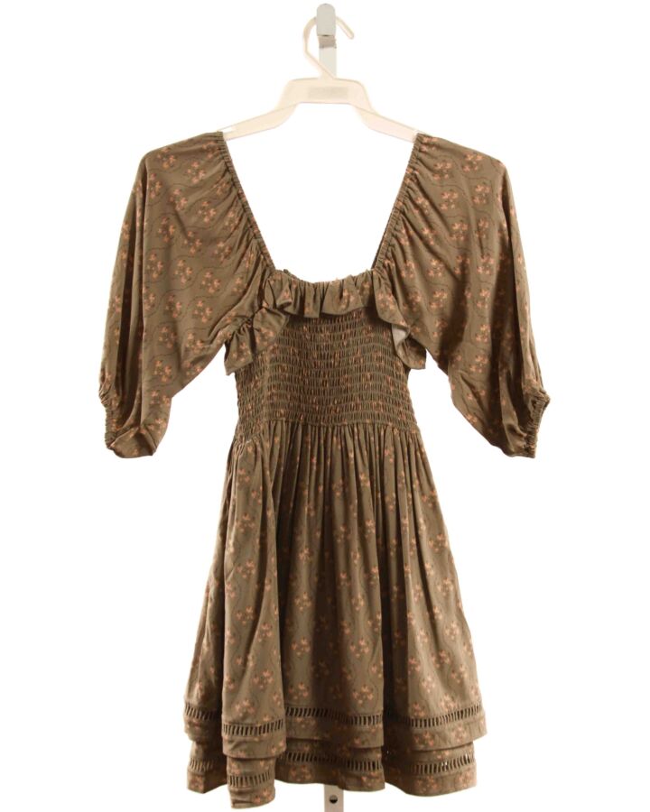 NORALEE  FOREST GREEN  FLORAL SMOCKED DRESS