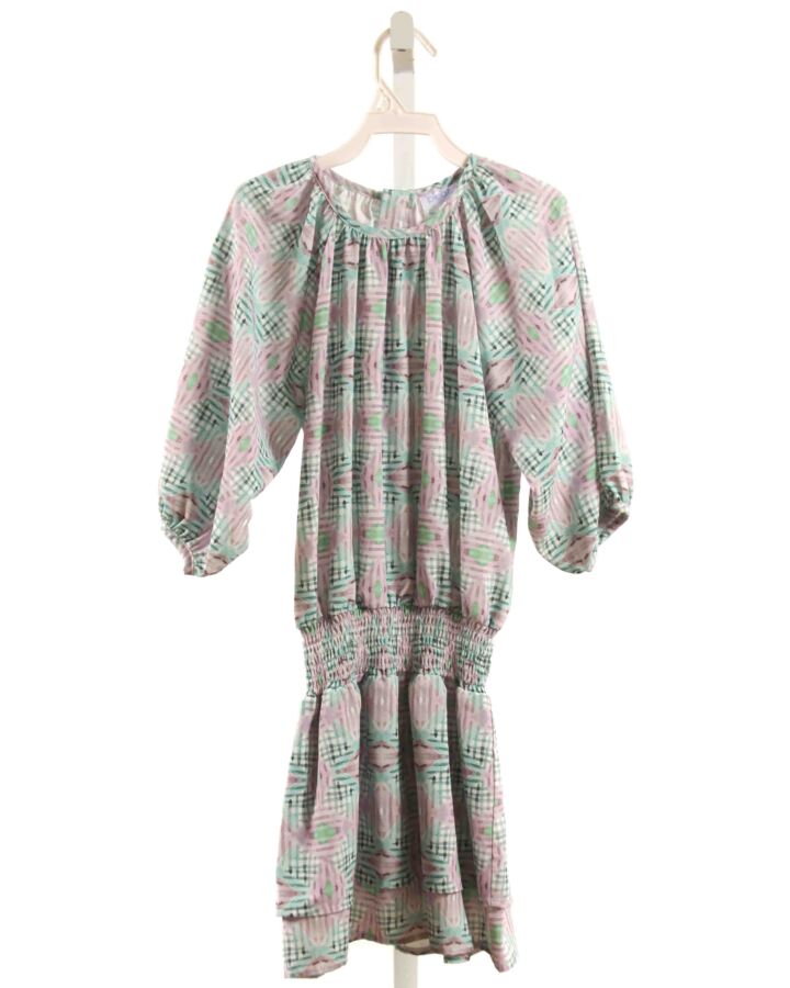 PLEAT.  GREEN   SMOCKED DRESS